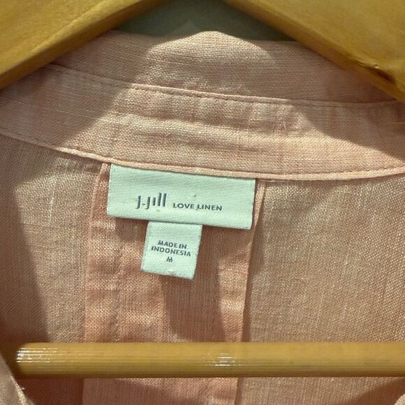 J. Jill Love Linen Blush Pink  Linen Shirt size Medium - Picture 2 of 7